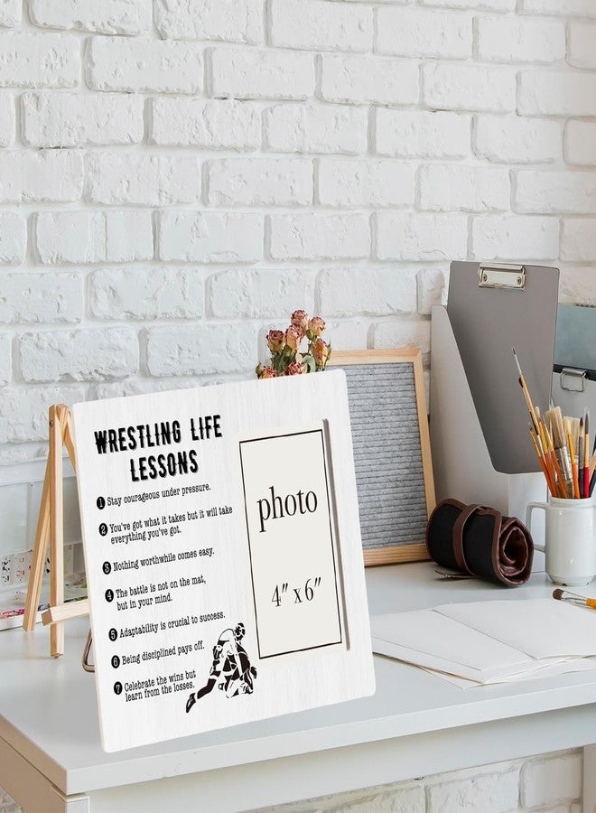 CIANMGD Wrestling Life Lessons Picture Frame, Wrestling Gifts, Stay Courageous Under Pressure, Wrestling Quote Wood Photo Frame, 4 x 6 Inch Photo - Image 3