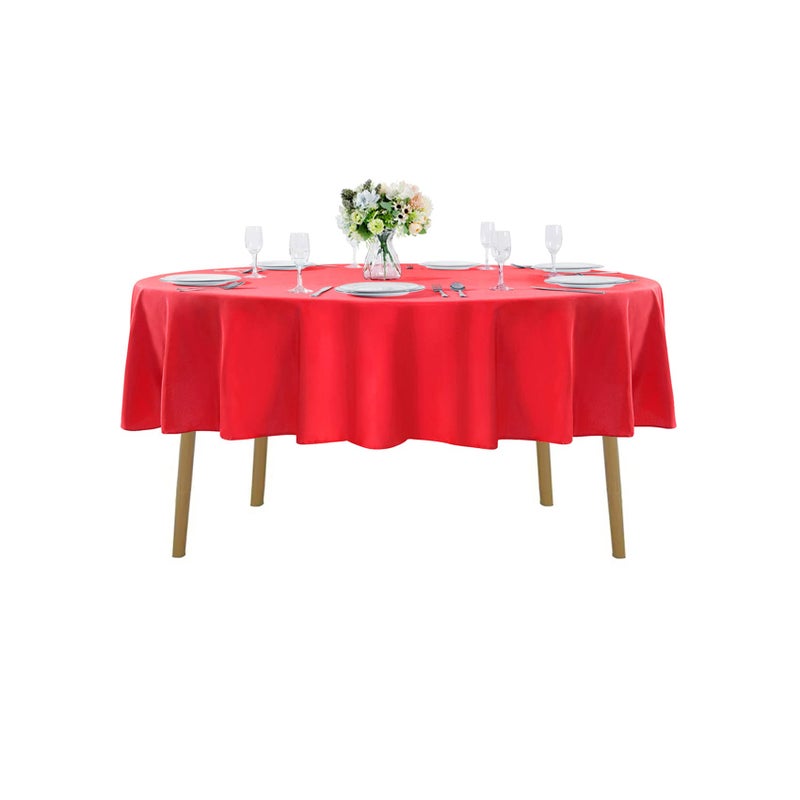 Cupuamon 70 inch Round Tablecloth Washable Polyester Table Cloth Decorative Table Cover for Wedding Party Dining Banquet(70 inch Red) - Image 1