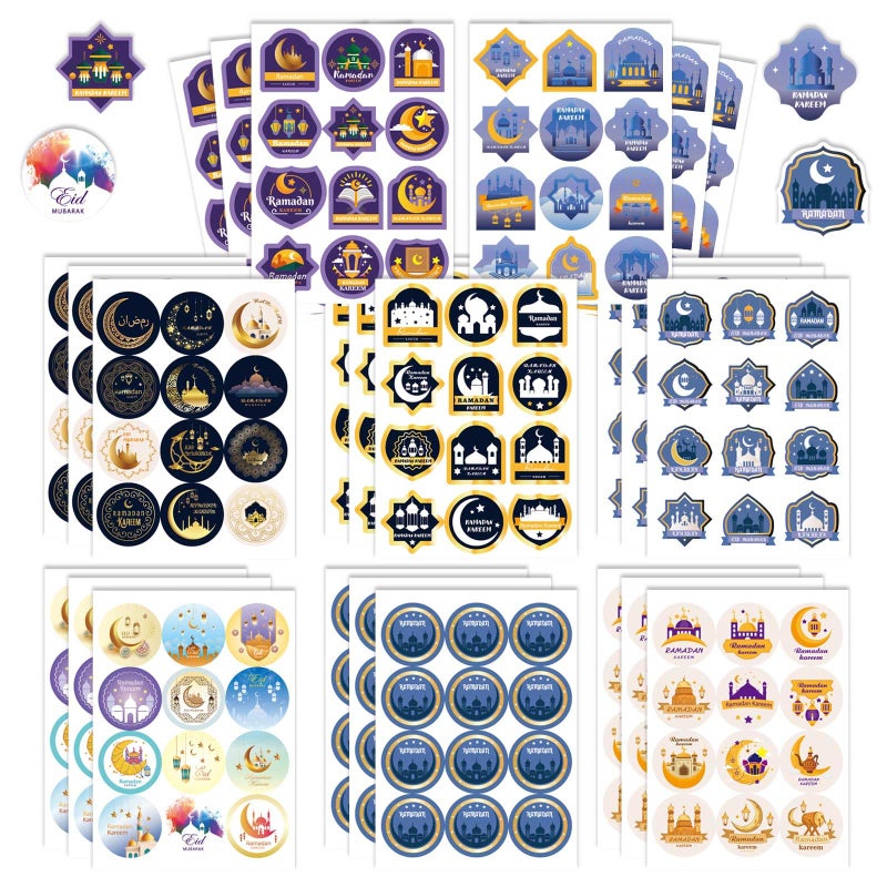 DUJAA Eid Mubarak Stickers Ramadan Kareem Stickers Labels Gifts for Islamic Muslim Ø±Ù…Ø¶Ø§Ù† Ù…Ø¨Ø§Ø±Ùƒ Holy Kaaba Quran Ramadan Decoration for Eid Al Fitr Gift Box Tag, Islamic Muslim Ramadan Party - Image 1