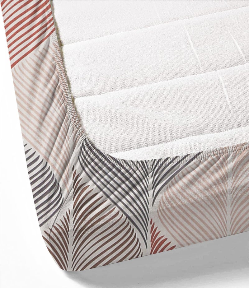 Blue Strip 300 TC Cotton Feel Glace Cotton Elastic Fitted Printed Queen Size Double Bed Bedsheet with 2 Pillow Covers Fits Upto 8 inches,Size- 60x78x8 Inches - Image 5