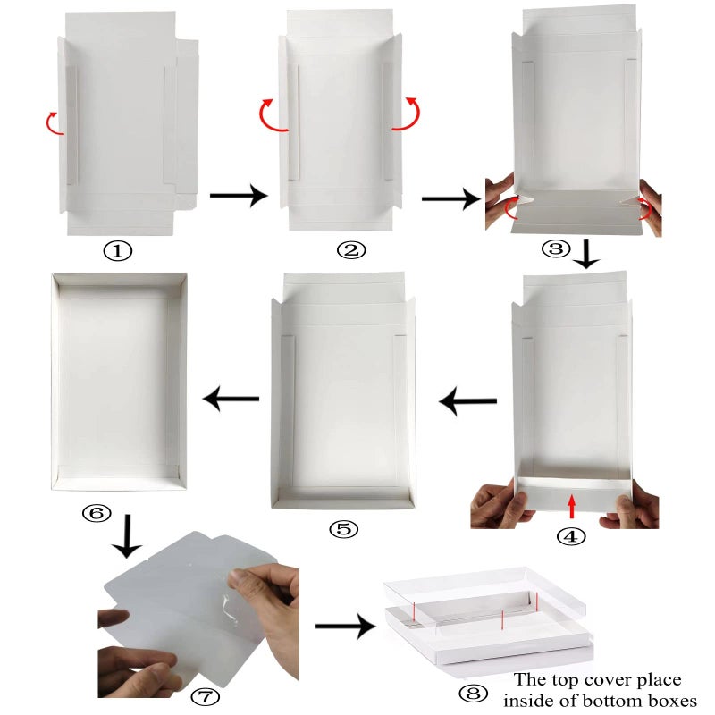 RomanticBaking 24 Pack 9 1/2" x 6" x 1 1/4" Clear White Cookie Boxes with Full Window,Bakery Cakesicle Boxes Macaron Boxes for Christmas Valentine's Halloween Easter Father's Mother's Day Wedding - Image 4
