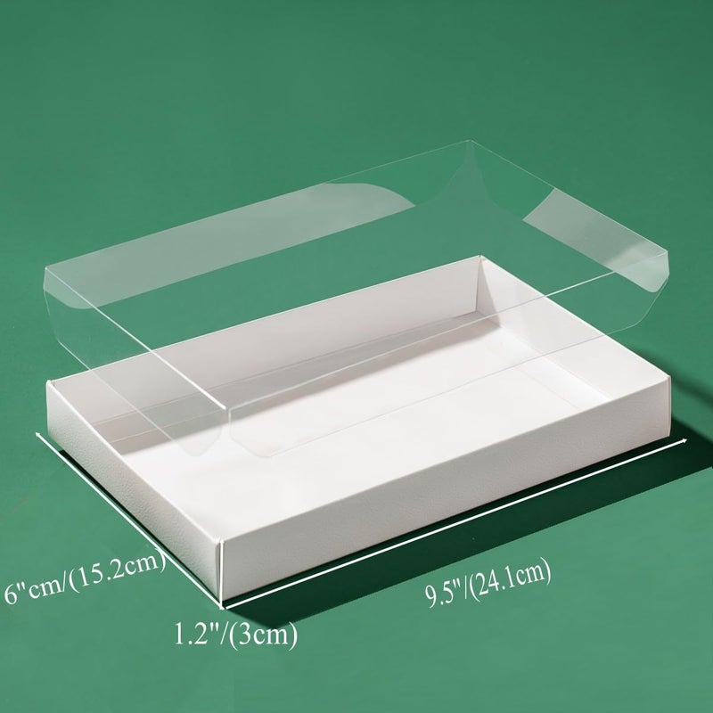 RomanticBaking 24 Pack 9 1/2" x 6" x 1 1/4" Clear White Cookie Boxes with Full Window,Bakery Cakesicle Boxes Macaron Boxes for Christmas Valentine's Halloween Easter Father's Mother's Day Wedding - Image 3