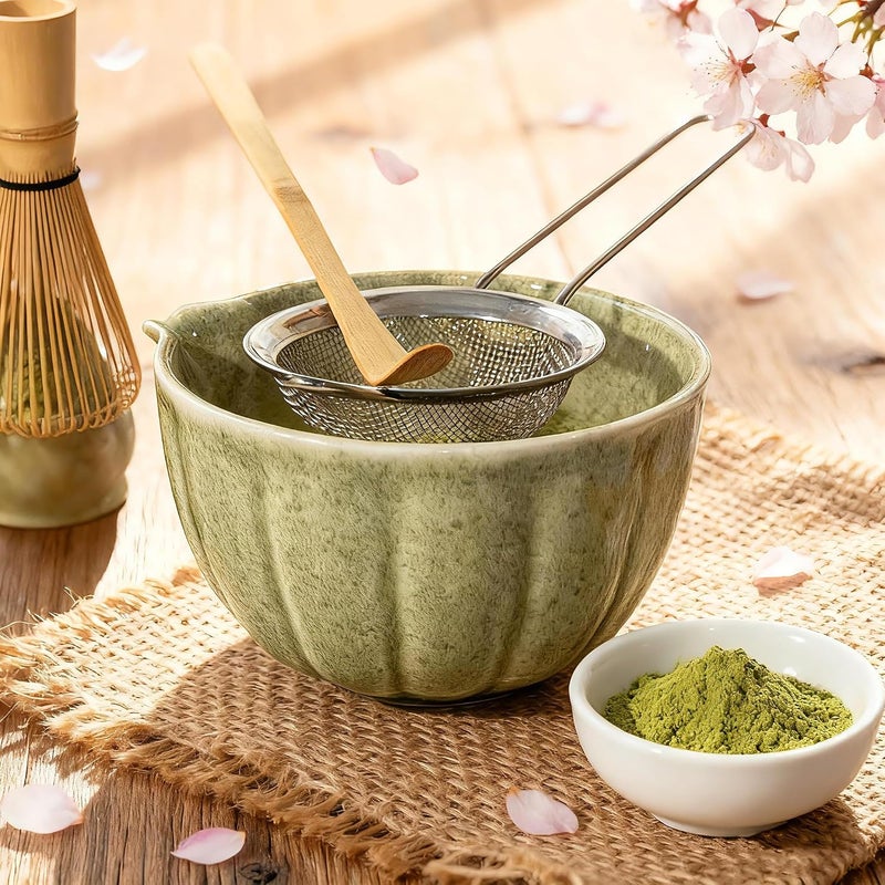 TOPSKY Matcha Tea Ceremony Set - Bamboo Whisk (Chasen), Bowl & Tools for Traditional Japanese Matcha Making (8, Green) - Image 2