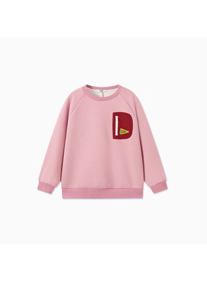Mqd Children's Autumn New Arrival, Preppy Style For Older Kids, Simple Casual Versatile Sports Sweatshirt, Sweet Potato Pink, Size 120 - Image 4