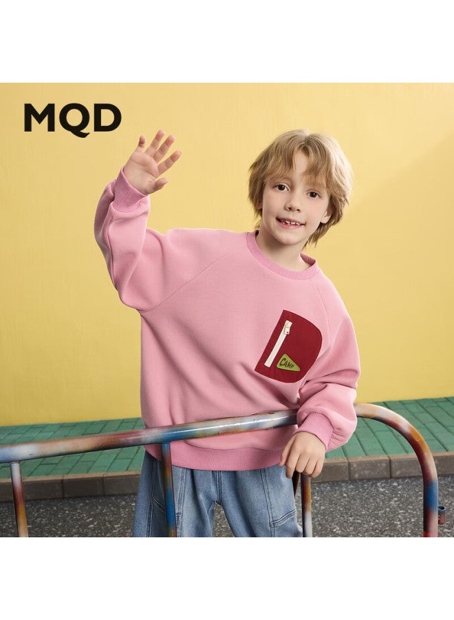 Mqd Children's Autumn New Arrival, Preppy Style For Older Kids, Simple Casual Versatile Sports Sweatshirt, Sweet Potato Pink, Size 120 - Image 1