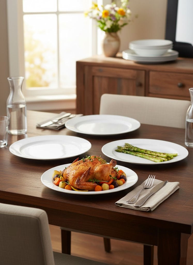 REEM 6-Piece Porcelain Oval Serving Dish Set White 12 inch - Image 1