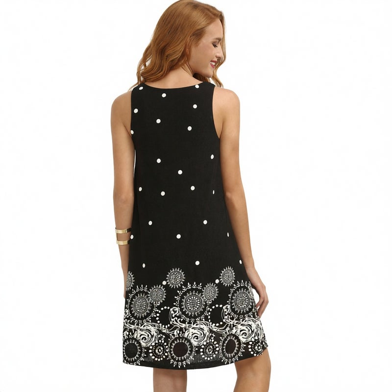 Women's A-Line Polka Dot Print Sleeveless Vest Dress - Image 2