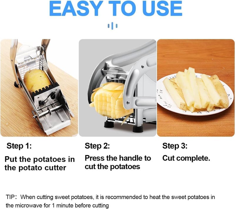 Rathey Stainless Steel Home French Fries Potato Chipser Salad Chipser Strip Cutting Cutter Machine Maker Slicer Chopper Dicer Snacks Finger - Image 2