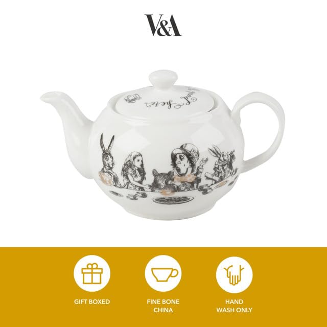 Va V&A Alice in Wonderland Mini Teapot in Gift Box, 450ml, White - Image 4