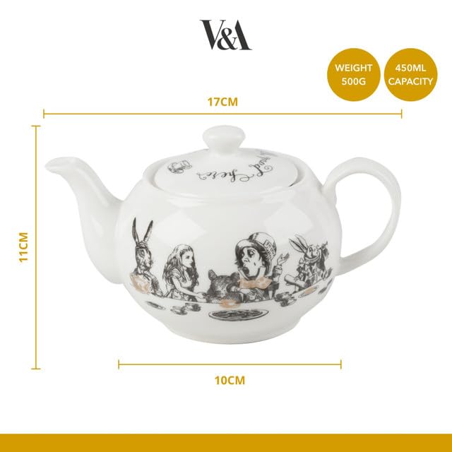 Va V&A Alice in Wonderland Mini Teapot in Gift Box, 450ml, White - Image 5