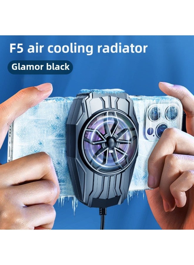 Loquat Supply F18 Air-cooled Mobile Phone Radiator Super Large Air Volume Hurricane Radiator Cooling Source Wholesale-Color:F5 Air-cooled Radiator Connection Model-black (mute Running Model) - Image 1