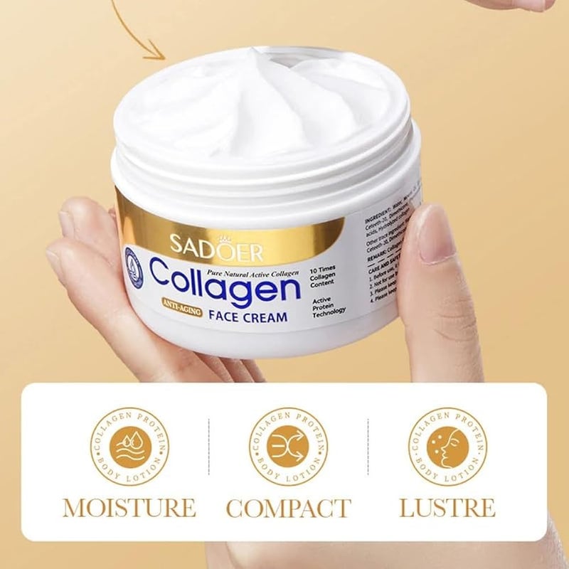 Sadoer Collagen Anti Aging Face Cream with 10 Times More Collagen Content Active Protein Technology - 100g - Image 2