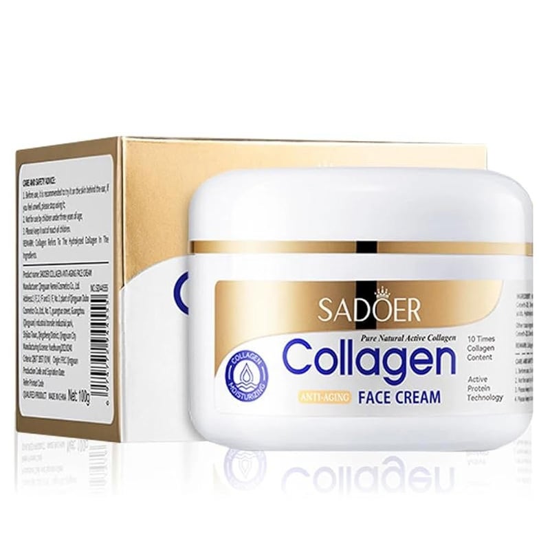 Sadoer Collagen Anti Aging Face Cream with 10 Times More Collagen Content Active Protein Technology - 100g - Image 1