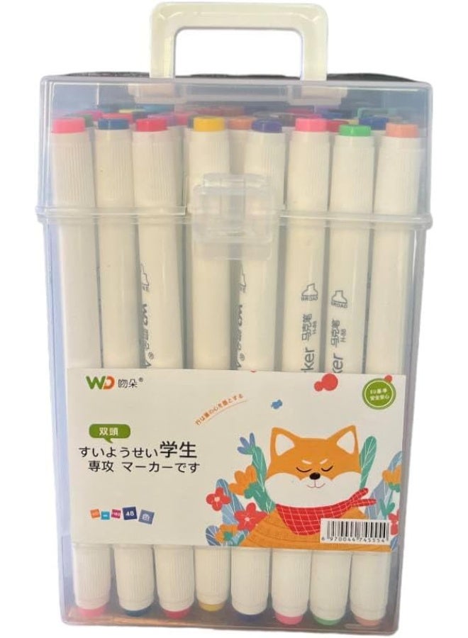 Double-ended marker set with a hand-drawn design - 48 pieces, multi-colored - Image 4