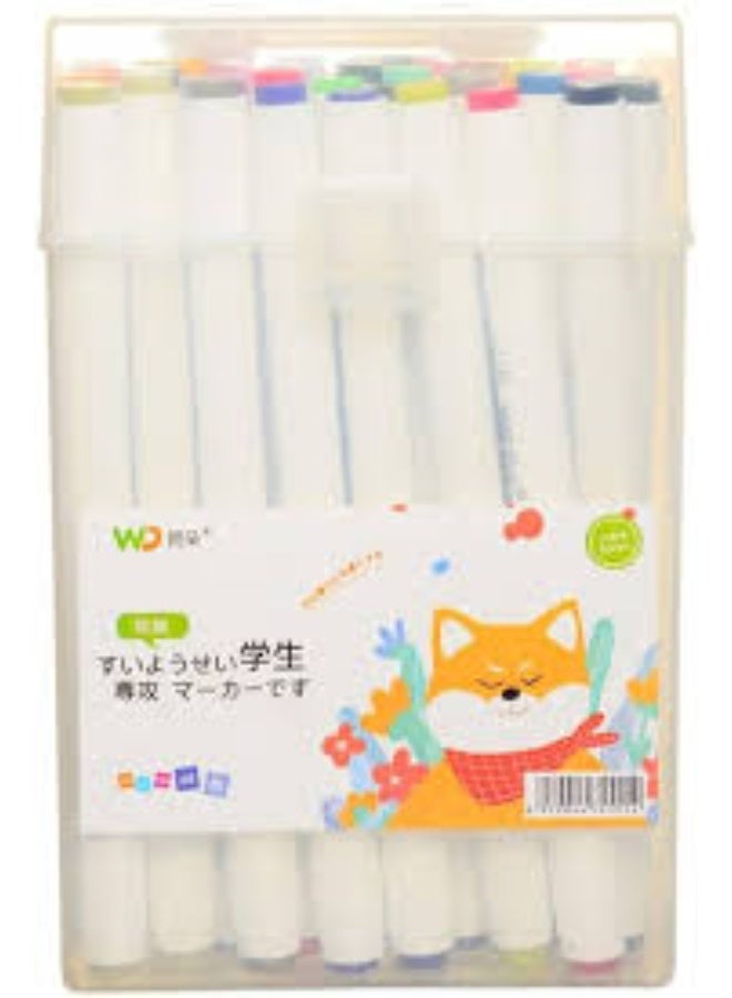 Double-ended marker set with a hand-drawn design - 48 pieces, multi-colored - Image 1