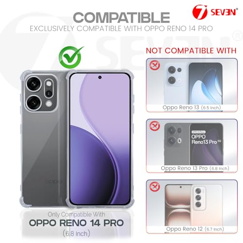 7-Seven 7SEVEN® Back Cover for Oppo Reno 14 Pro 5G Transparent Mobile Back Case Shock Proof Design Camera Edges Protection Crystal Clear Phone Case Silicon Soft TPU and Flexible Bumper Phone Cover - Image 2