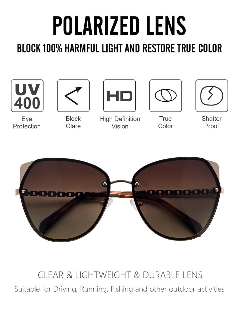 دلس دي إل إس نظارات شمسية للرجال والنساء - إطار معدني على شكل عين القطة مع عدسات مقاومة للأشعة فوق البنفسجية متعددة الاستخدامات (MS9005-C2) - Image 2