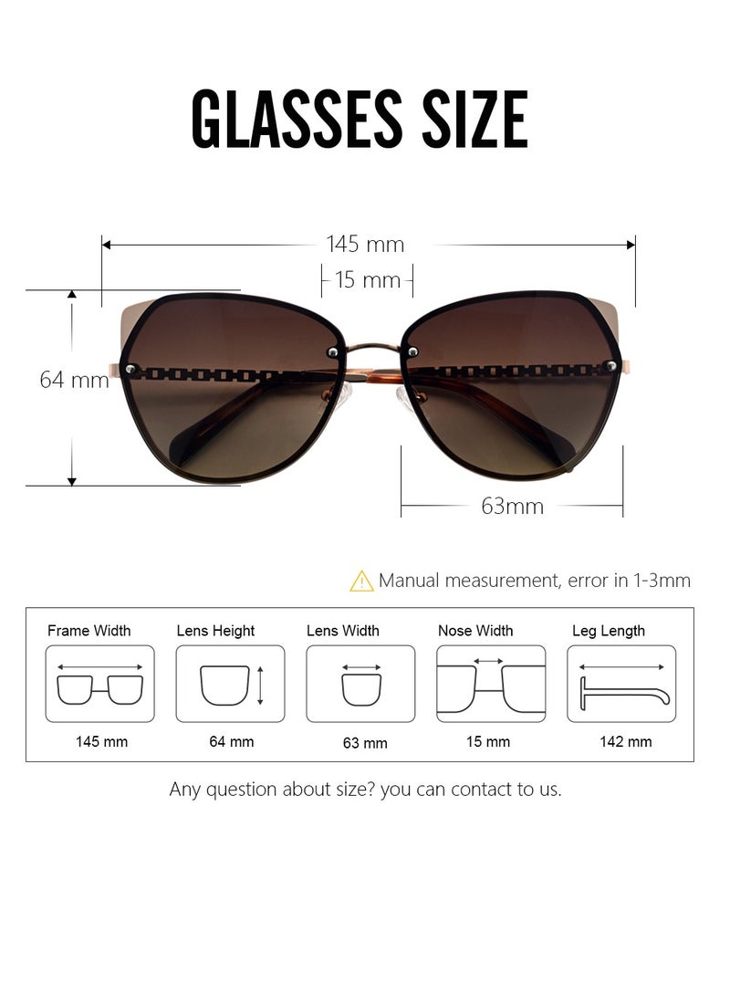 دلس دي إل إس نظارات شمسية للرجال والنساء - إطار معدني على شكل عين القطة مع عدسات مقاومة للأشعة فوق البنفسجية متعددة الاستخدامات (MS9005-C2) - Image 3
