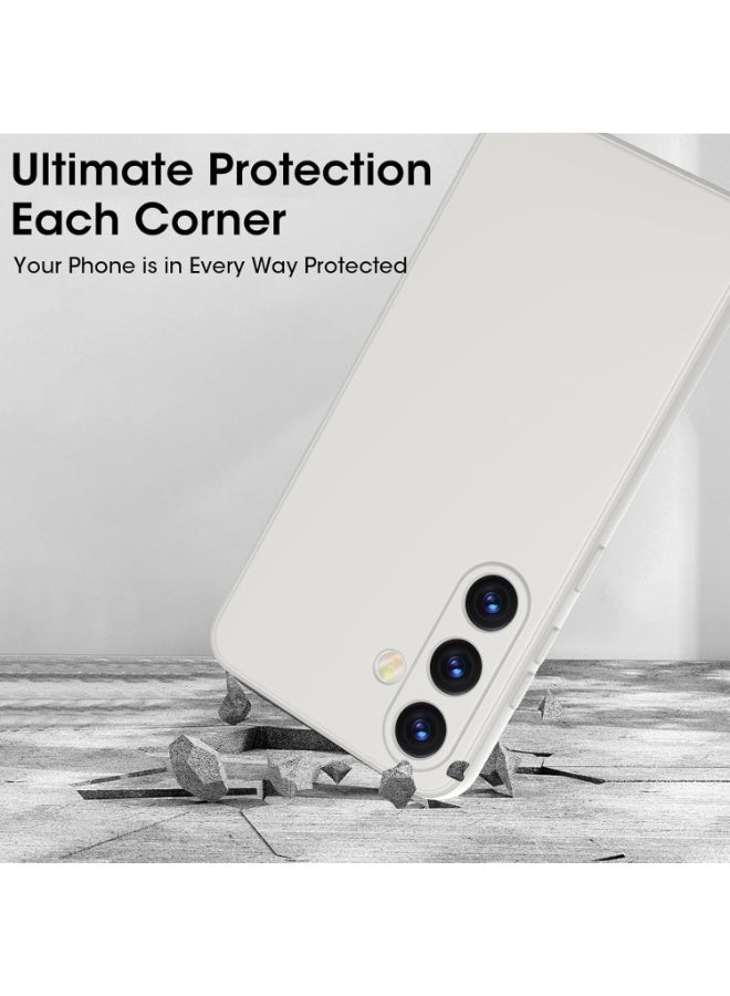 جراب سيليكون لهاتف سامسونج جالاكسي إس 25 بلس، جراب سيليكون رفيع وخفيف الوزن، جراب حماية ناعم من المطاط والجل، جراب أنيق بلون أبيض سادة غير لامع، جراب لطيف للبنات مع غطاء للكاميرا. - Image 4