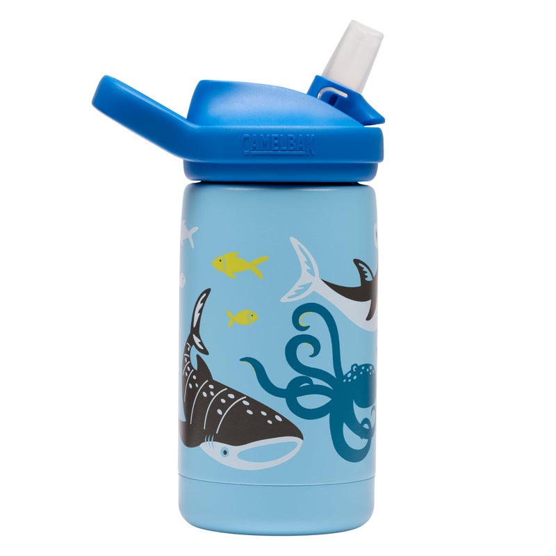 CamelBak Eddy+ Kids Bite Valve Straw Stainless Steel Water Bottle Sharks and Friends  12oz - Image 3