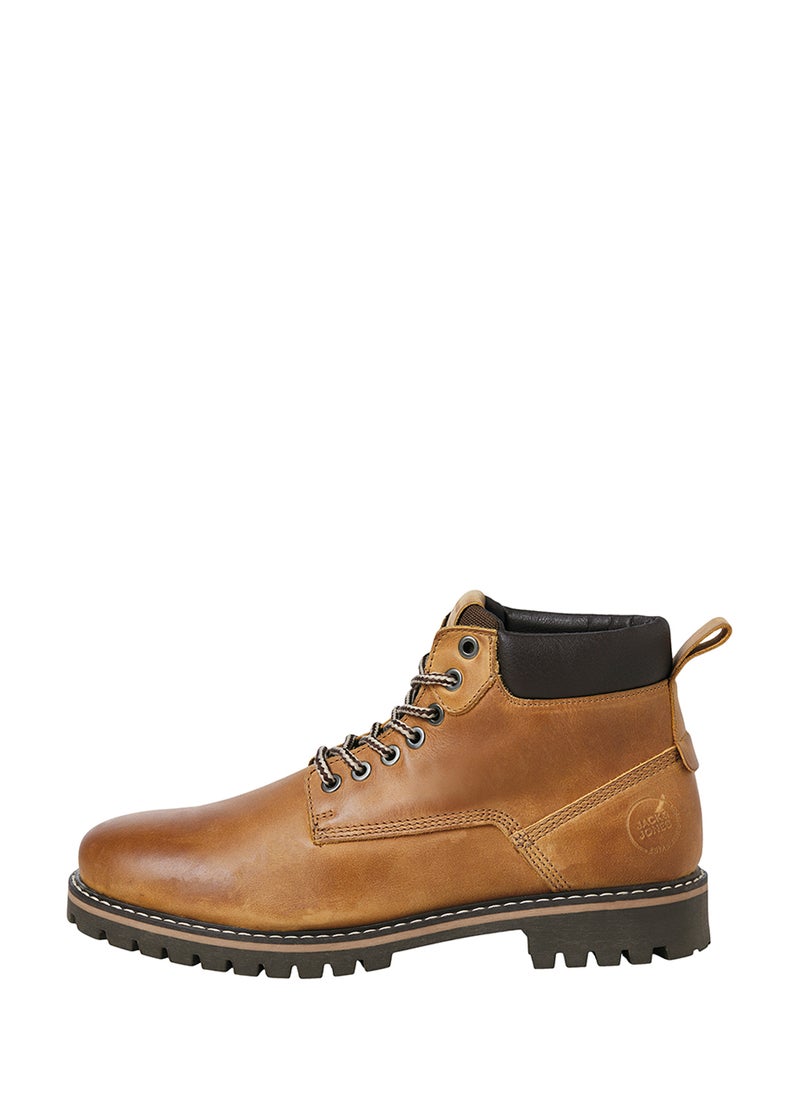 JACK & JONES - Queensway Leather Lace Up Casual Boots - Image 1