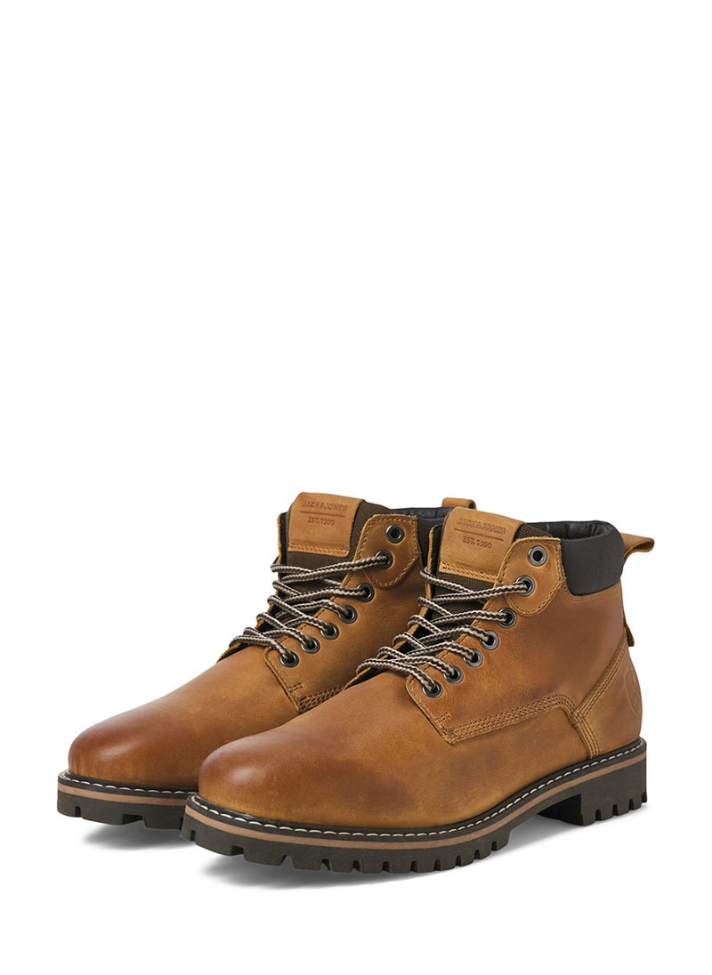 JACK & JONES - Queensway Leather Lace Up Casual Boots - Image 1