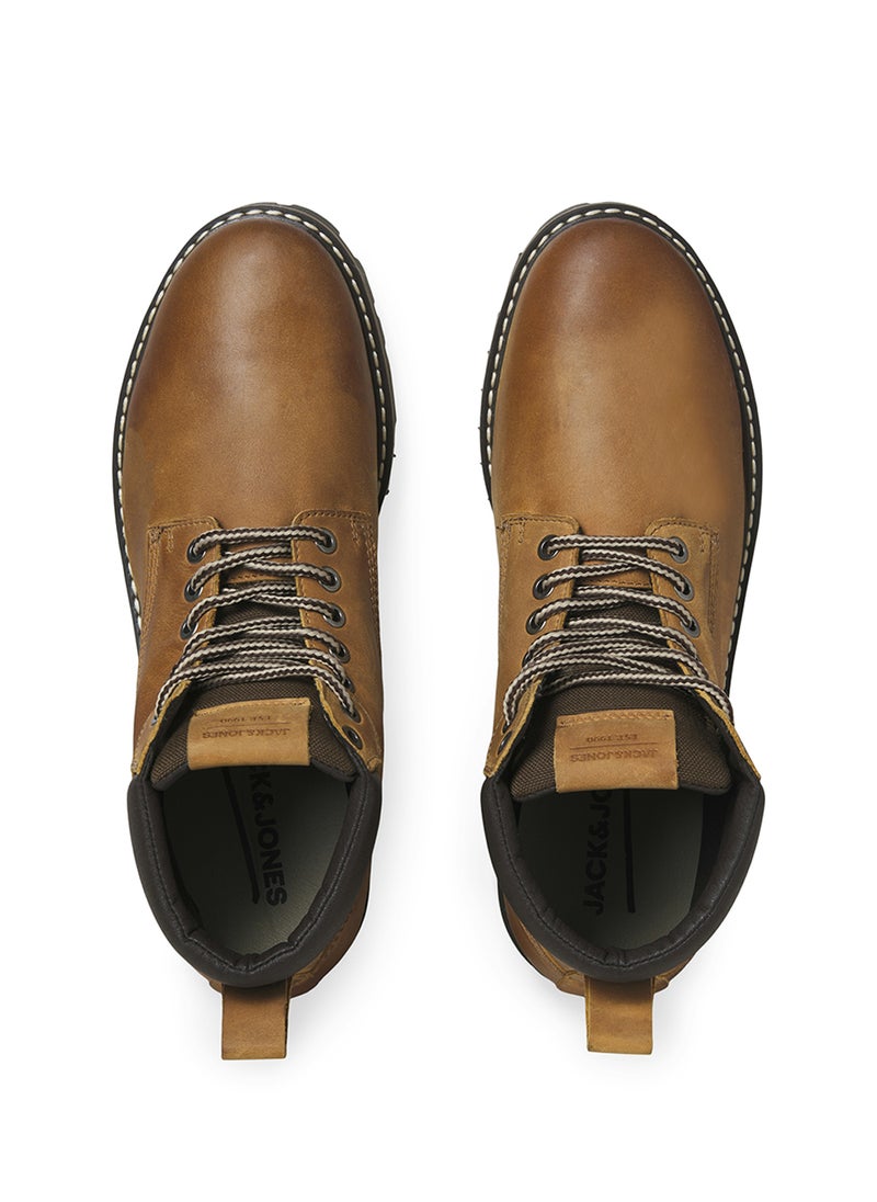 JACK & JONES - Queensway Leather Lace Up Casual Boots - Image 1