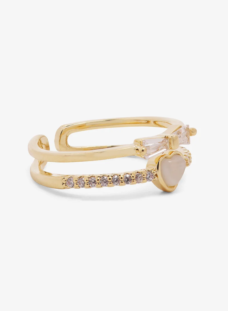 ELLA Rhinestone Diamonte Gold Detail Ring