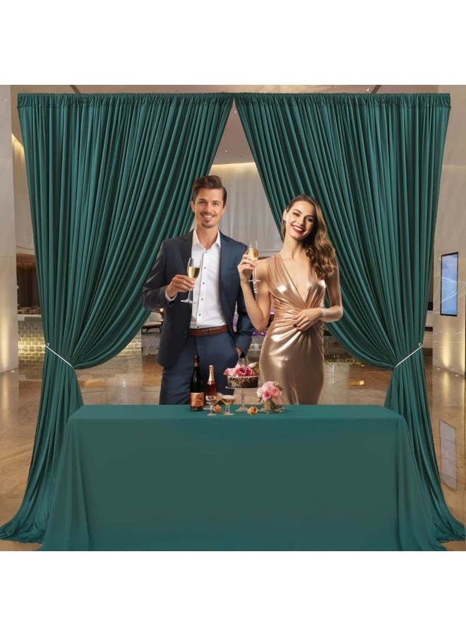 Suppromo 10ft x 7ft Hunter Green Backdrop Curtain for Parties Dark Green Wrinkle Free Backdrop Drapes Panels for Baby Shower Birthday Party Photo Photography Polyester Fabric Background Decoration - Image 2