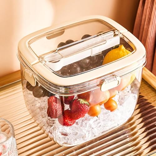 Clefairy Ice Bucket with Lid & Tong Portable Ice Cube Bucket with Foldable Handle Transparent Silicone Sealed Ice Bucket - Image 1