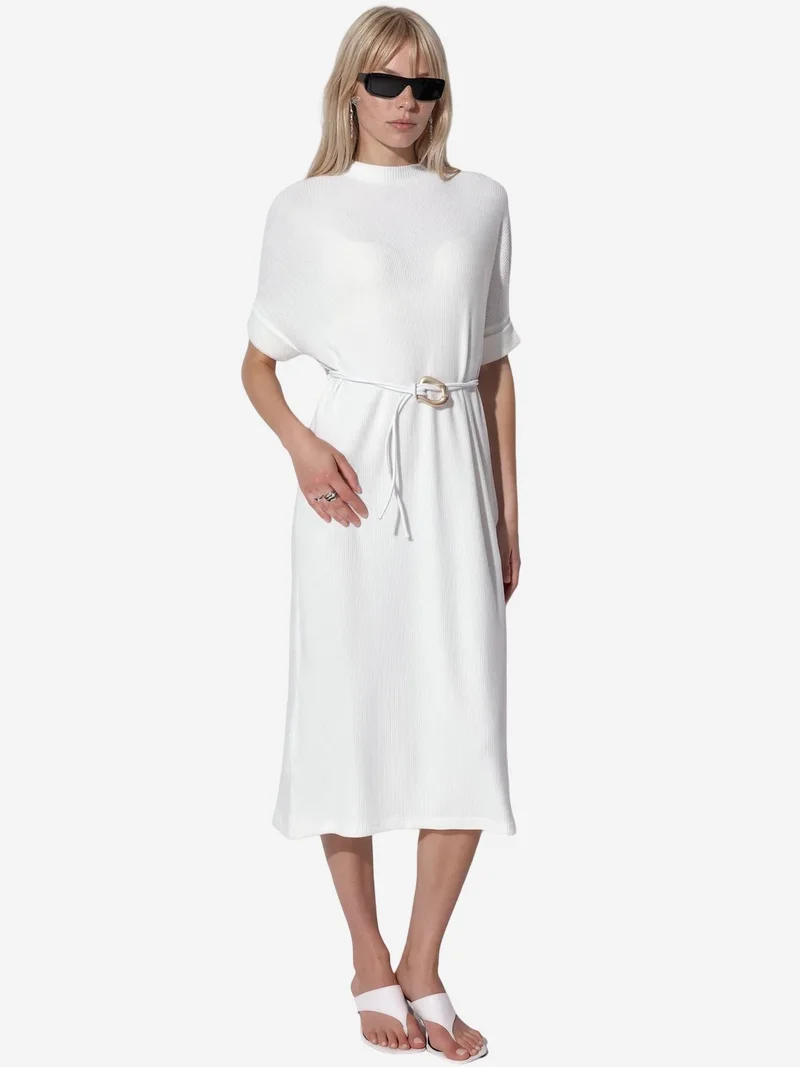 Busem BUSEM Belted Ribbed Midi Dress
