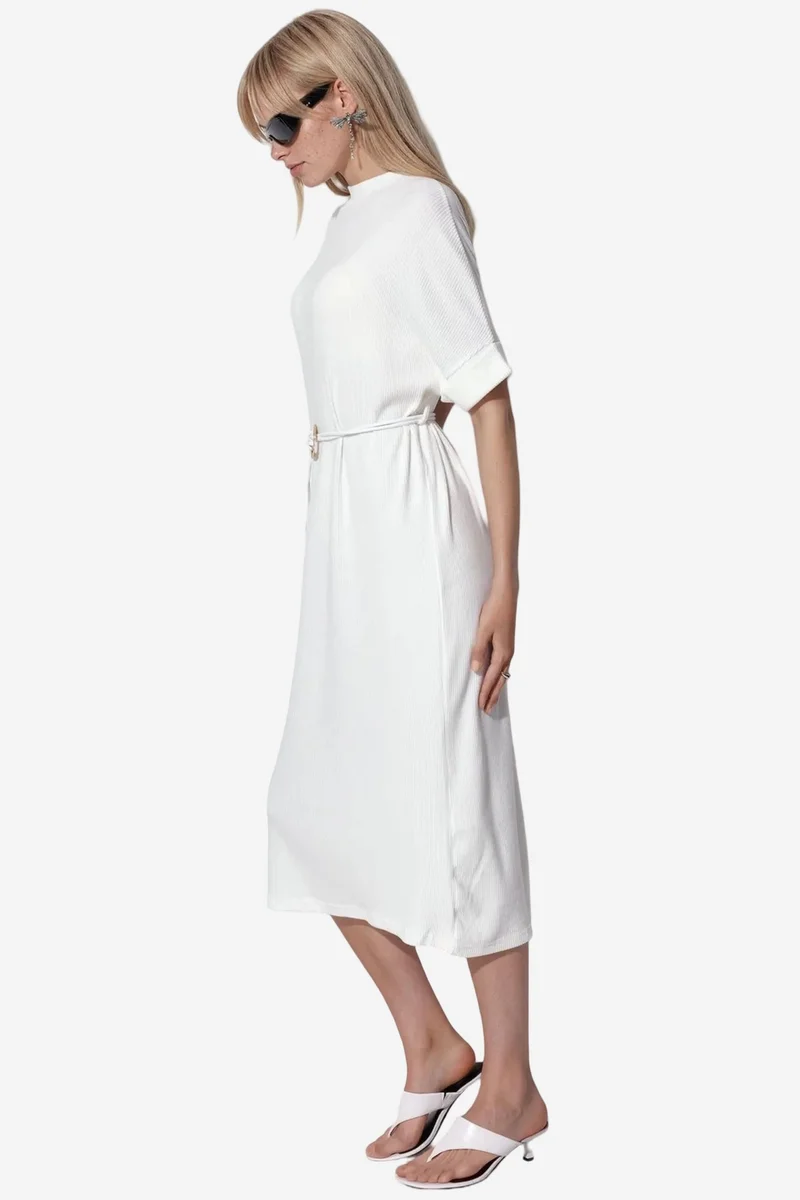 بوسيم BUSEM Belted Ribbed Midi Dress