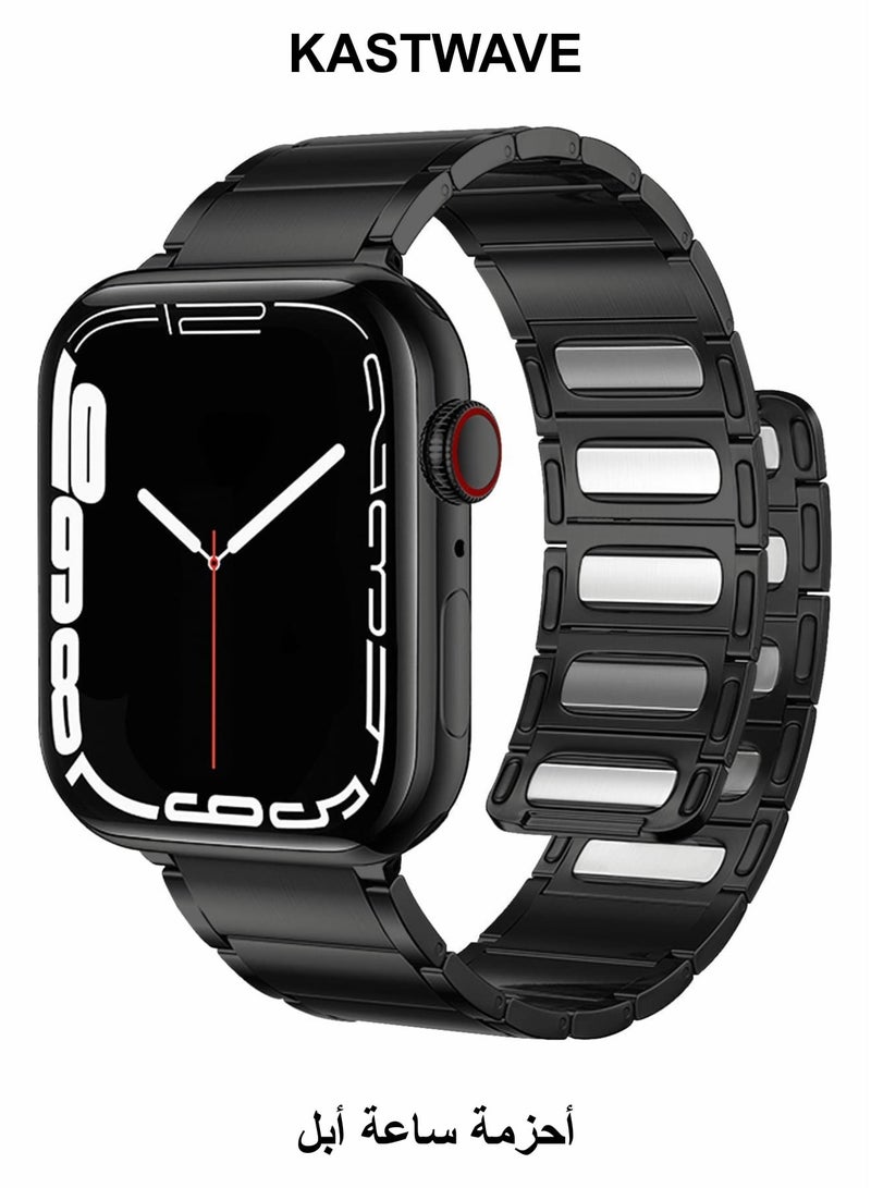 KASTWAVE Metal Straps Compatible with Apple Watch 45mm/44mm, Magnetic Metal iWatch Replacement Bands - Image 1