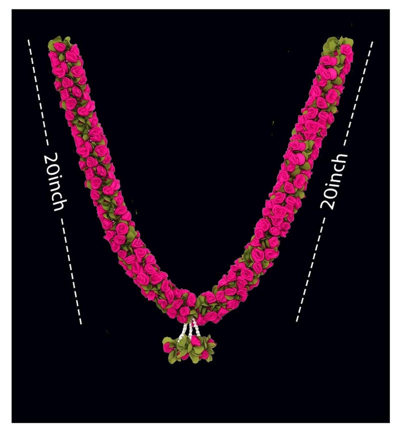 Tia Crafts Artificial Handmade Cloth Rose Garland for Photo Frame, Deity, God Idols, Home & Temple Decoration (Pink) - Image 2