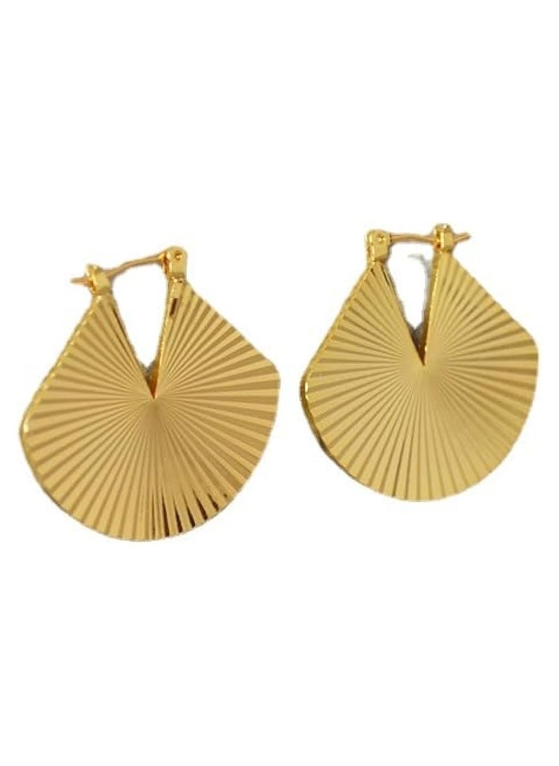 Luxuria - 18k gold plated geometric human concave earrings engraved metal earrings - Image 1