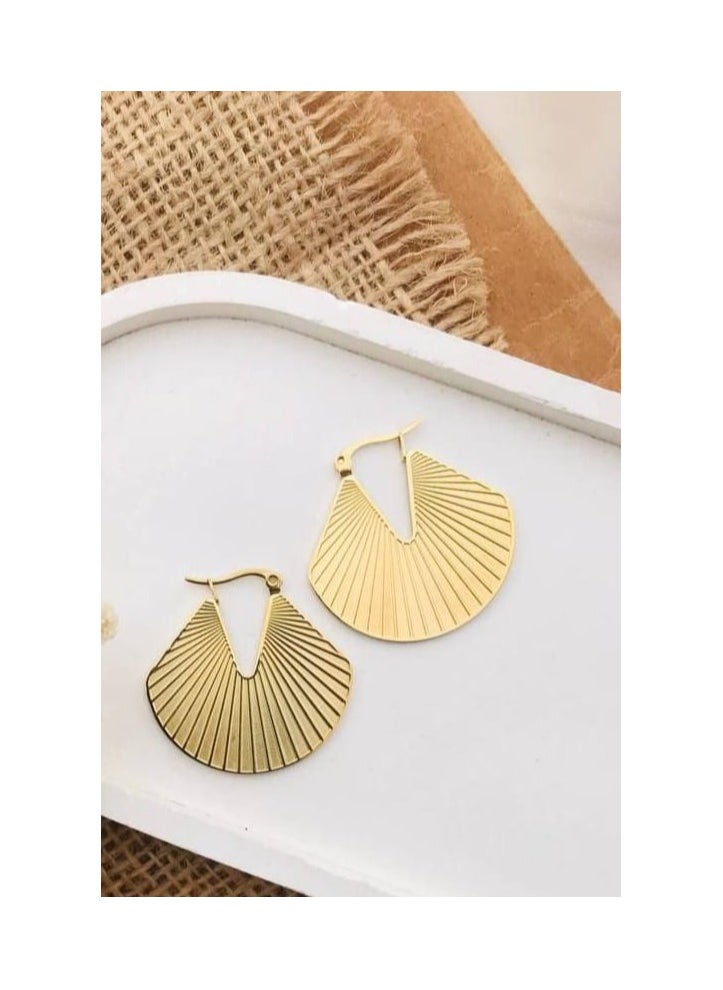 Luxuria - 18k gold plated geometric human concave earrings engraved metal earrings - Image 1