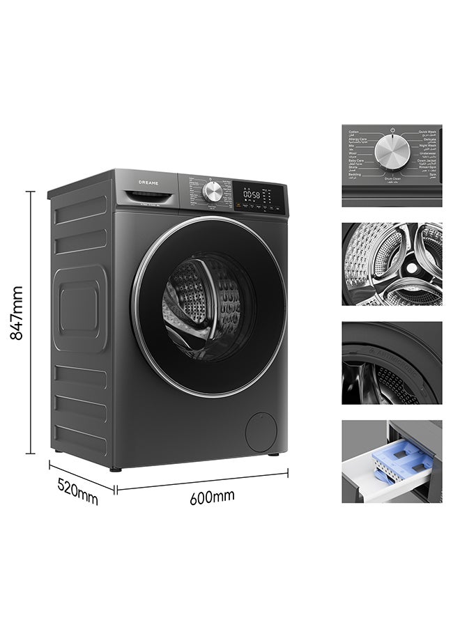 Dreame M3 8 kg Front Load Washing Machine, 1400 RPM, Steam Wash, 16 Programs, Fully Automatic Washer, Digital LED Display, Child Lock, Mute Function, 2k W, Stainless Steel 8 kg 2000 W DWF08M40DAME Grey - Image 4