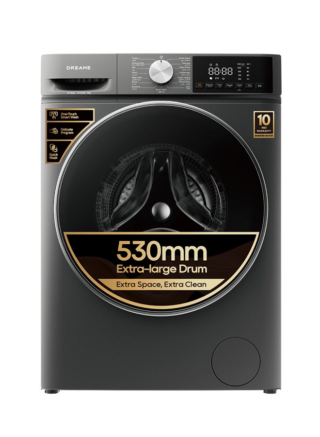Dreame M3 8 kg Front Load Washing Machine, 1400 RPM, Steam Wash, 16 Programs, Fully Automatic Washer, Digital LED Display, Child Lock, Mute Function, 2k W, Stainless Steel 8 kg 2000 W DWF08M40DAME Grey - Image 2