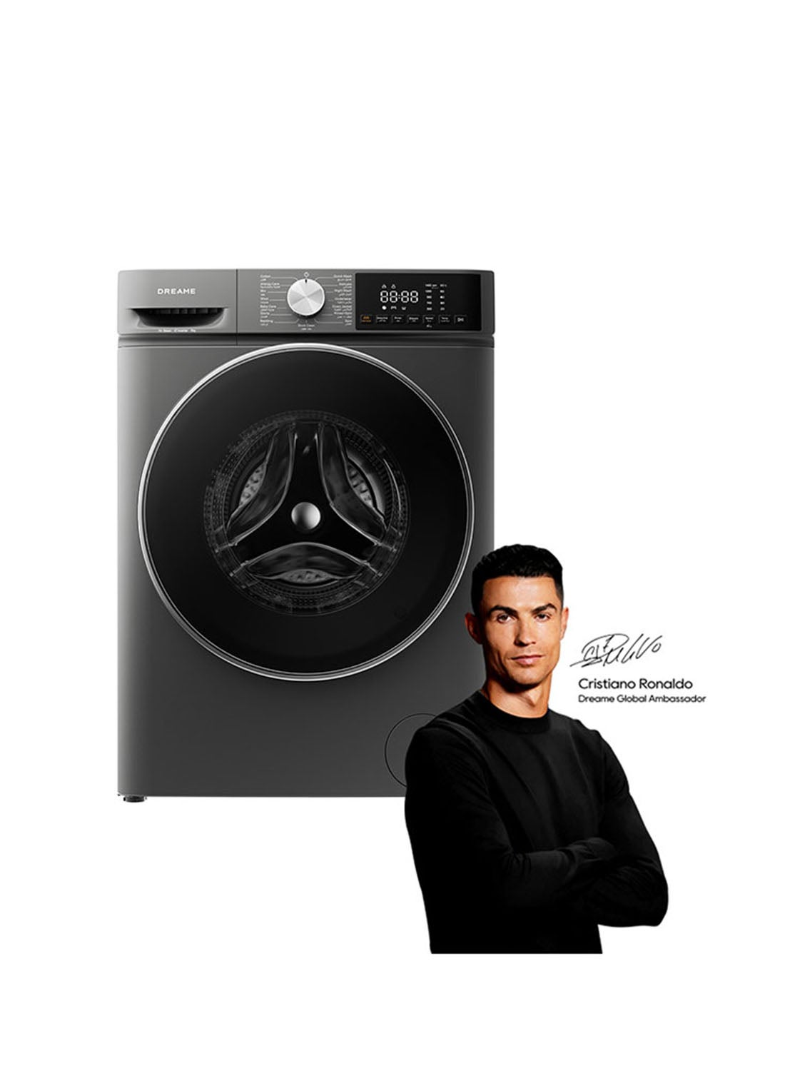 Dreame M3 8 kg Front Load Washing Machine, 1400 RPM, Steam Wash, 16 Programs, Fully Automatic Washer, Digital LED Display, Child Lock, Mute Function, 2k W, Stainless Steel 8 kg 2000 W DWF08M40DAME Grey