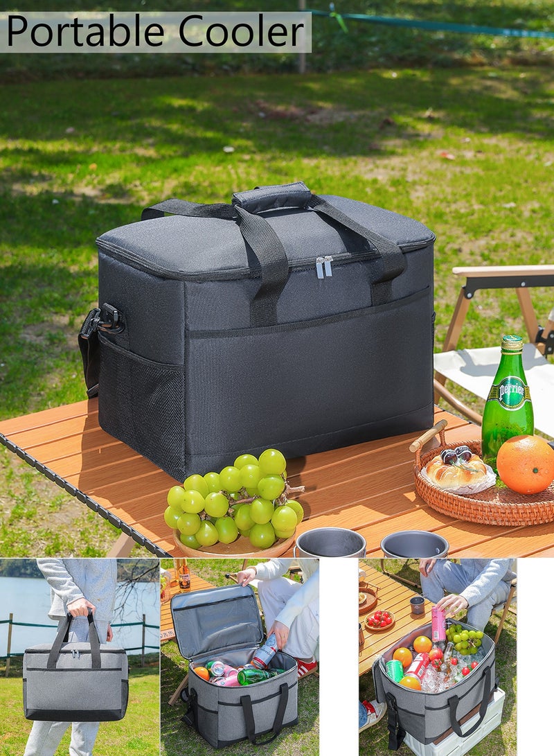 Qiccijoo Soft Cooler Bag 35L Lunch Coolers Beach Cooler Collapsible Insulated Ice Chest Large Leakproof Camping Cooler Portable Travel Cooler for Grocery Shopping Camping Road Trips(Black) - Image 3