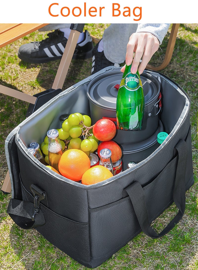 Qiccijoo Soft Cooler Bag 35L Lunch Coolers Beach Cooler Collapsible Insulated Ice Chest Large Leakproof Camping Cooler Portable Travel Cooler for Grocery Shopping Camping Road Trips(Black) - Image 5