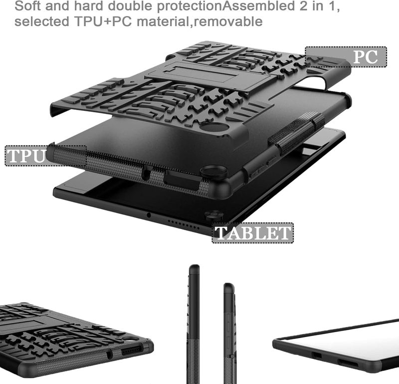 SYOSI Tablet Case For Lenovo Tab M10 Hd 2Nd Gen 10.1 Inch Eva Shockproof Tough Heavy-Duty Armor, Anti-Drop Double Protective Cover With Stand For Lenovo Tab M10 Hd 2020 Tb-X306F/Tb-X306X (Black) - Image 3