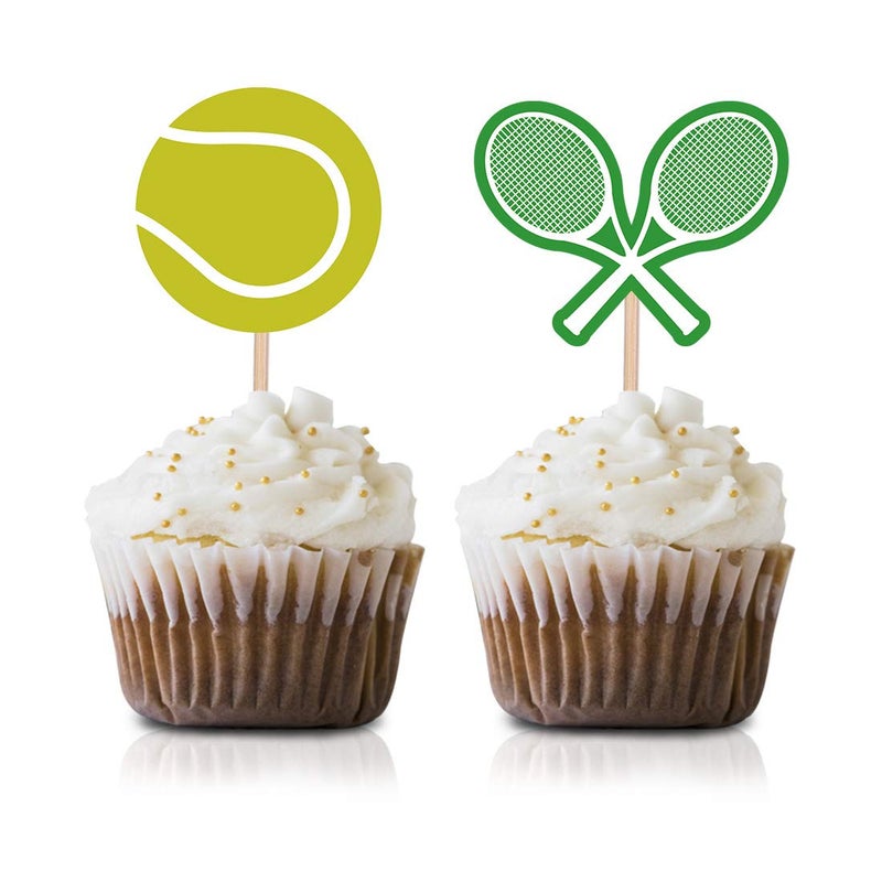 MAGJUCHE Tennis Cupcake Topper Picks 24Pack Tennis Sports Baby Shower Or Birthday Party Decorations - Image 2