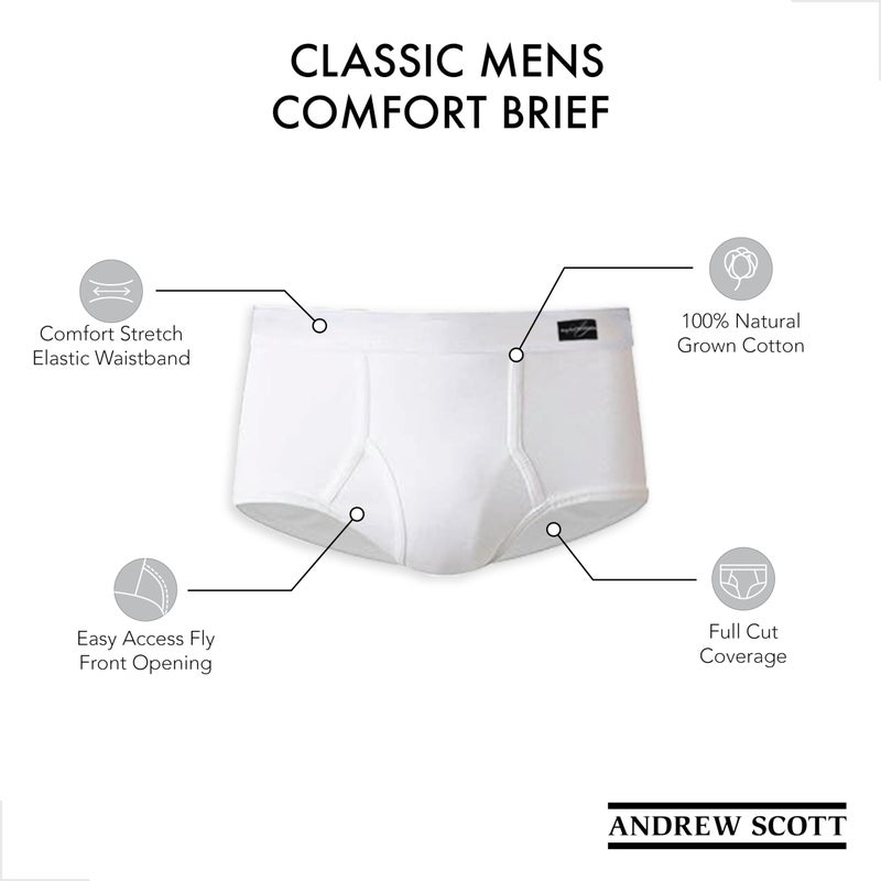 Andrew Scott Men's Cotton Briefs, Soft and Breathable Cotton Underwear with Comfort Waistband, Multipack & Bulk Wholesale - Image 3