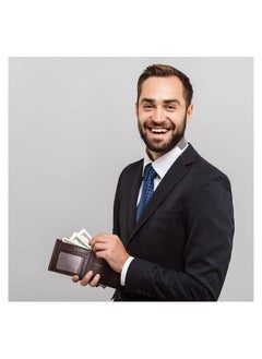 KASTWAVE Men's PU Leather Wallet, Slim Bifold Wallet Set, with ID Windows and 6 Card Slots, Gifts for Husband Son Grandpa Boyfriend, 12 Pcs (Brown)  - Image 3