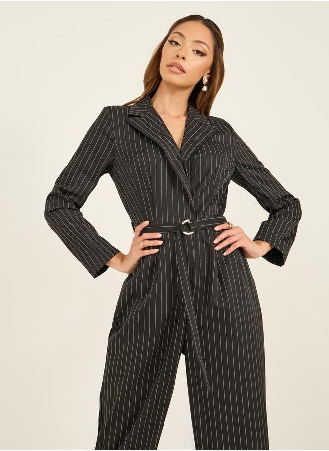 Styli Styli Striped Notch Lapel Wide Leg Jumpsuit  - Image 3