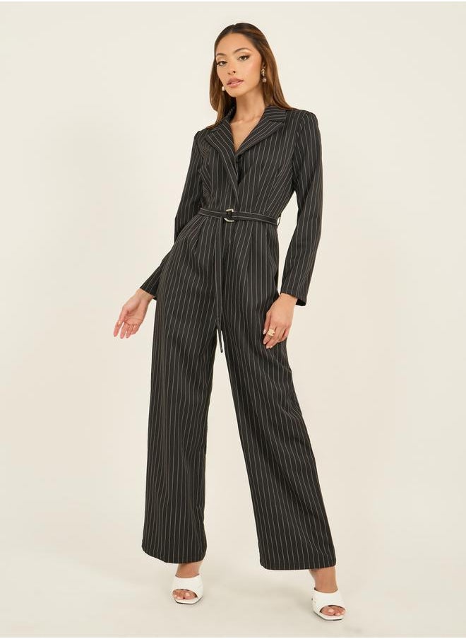 Styli Styli Striped Notch Lapel Wide Leg Jumpsuit  - Image 2