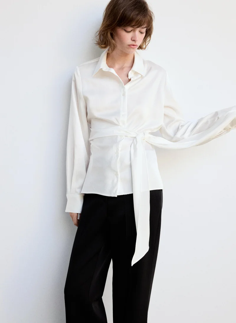 Straight-Fit Shirt With Bow Detail