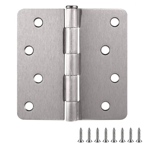 Design House 181537 1/4" Radius Steel Door Hinge Door Hardware Door Hinges for Interior Doors, 4" x 4", Satin Nickel, 3-Pack - Image 1