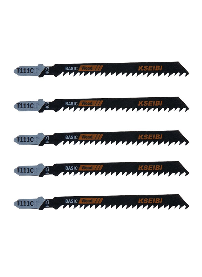 KSEIBI 5-Piece Jigsaw Blades T-Shank T111C, JigSaw Blades Wood Jigsaw Blades for Plastic Chipboard, Plywood or Hardwood/Contractor Straight-Cut Jig Saw Blade Designed for Quick Cutting.  - Image 1
